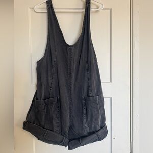 Free People Charcoal Black Overall Shorts